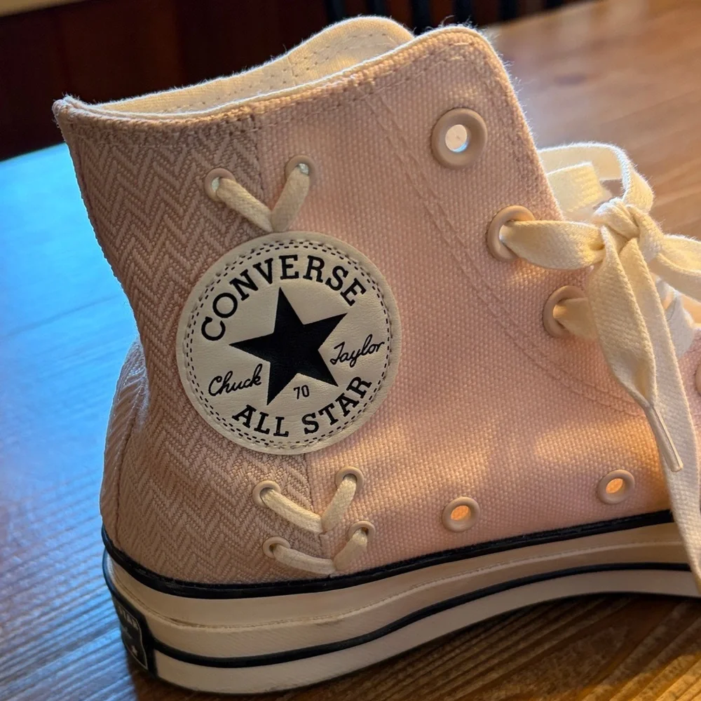 Converse Women's Light Pink High-Top Sneakers - Picture 3 of 6